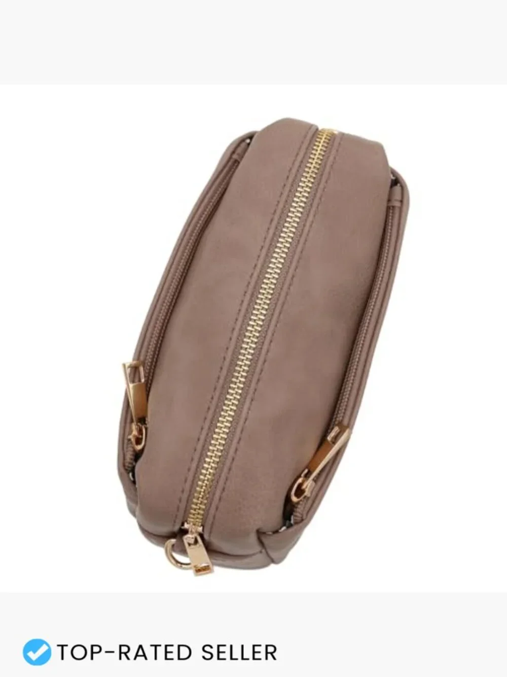 Triple Zip Small Crossbody Bag Sling Adjustable Strap Faux Leather 3 - Picture 6 of 7